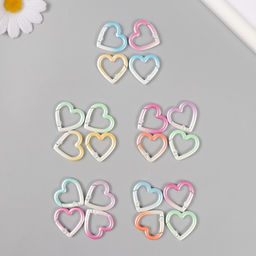 Цена за 4 шт. Карабин металл Сердце градиент МИКС 2,5х2,6 см