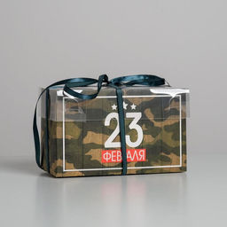 Цена за 5 шт. Коробка для капкейков, кондитерская упаковка, 2 ячейки «23 Февраля», 16×8×10 см