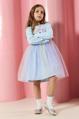 Bebe Mavisi K?z Cocuk Tutu Etekli Desenli Orme Elbise TKDAW25EL00030 - Trendyolmilla фото 2