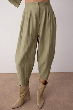 Haki Kruvaze Kimono Pantolon Dokuma Alt - Ust Tak?m TWOAW26AU00067 - Trendyolmilla фото 3