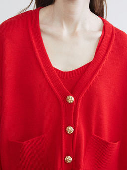 V Yaka Oversize Kad?n Triko H?rka