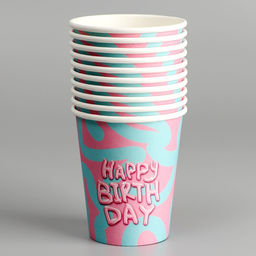 Цена за 10 шт. Стакан бумажный Happy Birthday Сердечки, 250 мл - Страна карнавалия фото 2