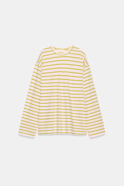 CAMISETA ALGOD?N Y LINO RAYAS / Rosa pastel - Zara фото 10