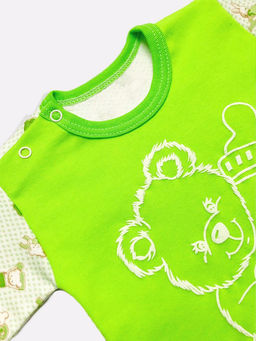 Джемпер интерлок-пенье на 2 кнопках, арт.A-JM022(2)-ITk, цвет зеленый мишка - Мамин малыш фото 2