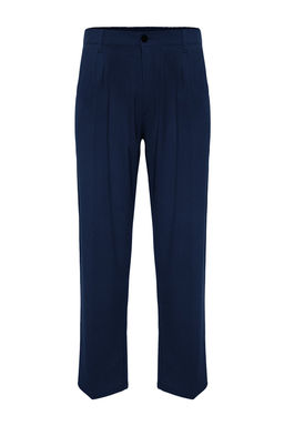 Lacivert Pileli Klasik Baggy Fit Kumas Pantolon TMNSS24PL00024