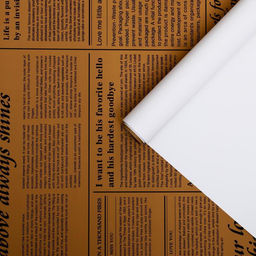 Плёнка матовая двухсторонняя "Газета на крафте" белый, 0,58 х 10 м