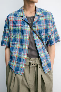 CAMISA RELAXED FIT CUADROS / Azul medio - Zara фото 7