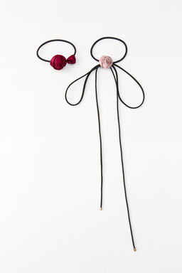 PACK OF 2 FLOWER BOW SHEEPSKIN TIES - Zara фото 2