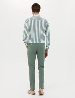 Зеленые брюки узкого кроя из льняной парусины - Cacharel фото 4