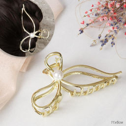 Заколка-краб для волос / XY2415-24 /уп 40/металл/золото/жемчуг