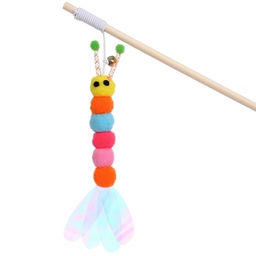 Цена за 6 шт. Игрушка - дразнилка на палочке "ЦапЦап", гусиничка с колокольчиком, цвет как на фото, 40см ( пакет с подвесом)