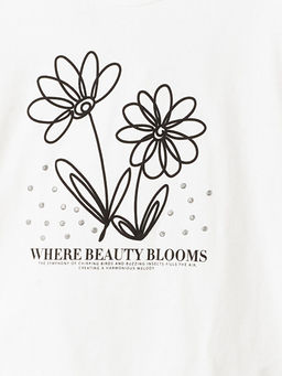 Bisiklet Yaka Bask?l? K?sa Kollu K?z ?ocuk Ti??rt - Waikiki фото 3