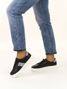 03-YC523-1 BLACK Полуботинки спортивные женские (натуральная кожа)