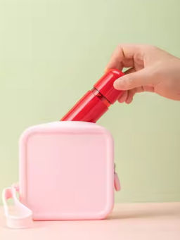 Kristaller Косметичка женская силиконовая, квадратная, розовый  фото 2