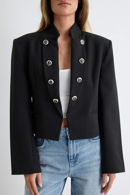 Siyah D__meli Fitted/V_cuda Oturan Blazer Ceket TWOAW27BC00014 - Trendyolmilla фото 3