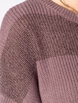 Хлопковый джемпер фактурной вязки с полосками с люрексом - Vilatte фото 2