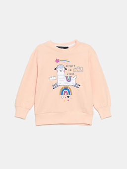 Bisiklet Yaka Bask?l? K?z ?ocuk Sweatshirt