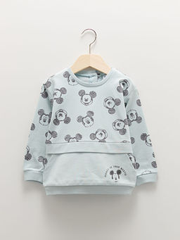 Bisiklet Yaka Uzun Kollu Mickey Mouse Bask?l? K?z Bebek Sweatshirt - Waikiki фото 2