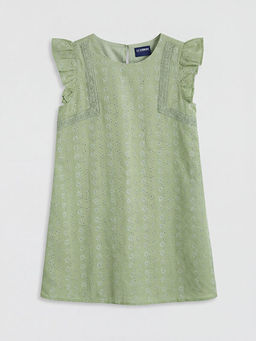 Bisiklet Yaka F?rf?rl? K?z ?ocuk Brode Elbise