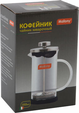 Чайник/кофейник (френч-пресс) стеклянный NERO GFP01-350ML чёрный 950065 /Mallony/  фото 2