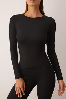 Siyah Micro S?rt File ve Reflektor Bask? Detayl? Orme Spor Ust/Bluz THMAW26BZ00001 - Trendyolmilla фото 3
