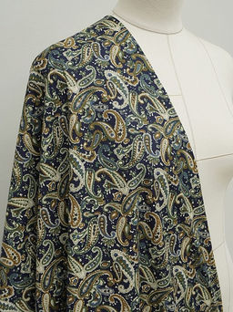 Импорт. хлопок Восточные огурчики на чернильно-синем, ш.1.48 м, хл-100%, 110гр/м.кв - Купава фото 2