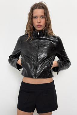 CHAQUETA CORTA EFECTO PIEL / Negro - Zara фото 7