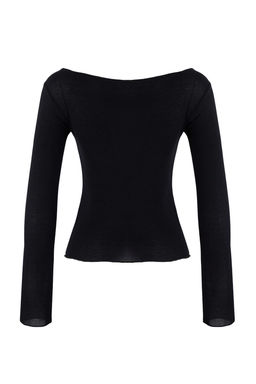 Siyah Transparan Esnek Vucuda Oturan Orme Bluz TWOAW26BZ00305 - Trendyolmilla фото 8