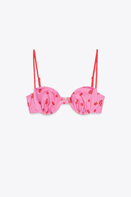 TOMATO PRINT UNDERWIRED BIKINI TOP - Zara фото 4