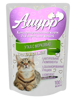 Амурр пауч 100 г. д\кош. Утка с морковью в желе 4610003549961 фото 2