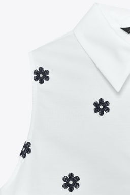 BLOUSE WITH CUTWORK EMBROIDERY - Zara фото 3