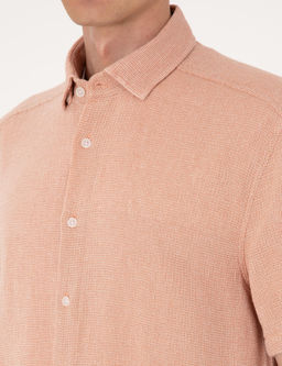 Mercan Mikro Desenli %100 Pamuk Comfort Fit Rahat G_mlek