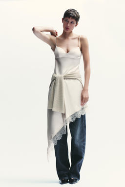 LACE SATIN DRESS - Zara фото 12