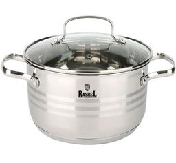 Кастрюля 2,6л из нержавеющей стали со стекл. кр., 18х10,5 см (R-26т)