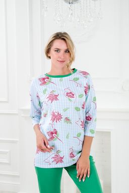 Пижама женская из футера Листик с бриджами - Амадэль фото 12