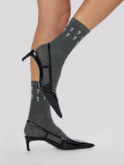 Цена за 5 пар! Носки женские серые с рисунком в виде цветов - Mark formelle фото 5