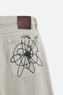 FLORAL PRINT STRAIGHT-LEG JEANS - Zara фото 9