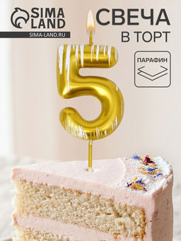 Цена за 2 шт. Свеча для торта «Легенда», цифра 5