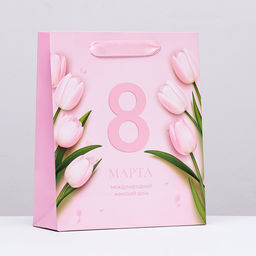 Цена за 2 шт. Пакет ламинированный вертикальный «Женский день», 21×25×8 см