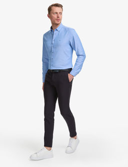 Mavi Oxford Slim Fit Kolay _t_lenebilir G_mlek