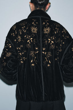 EMBROIDERED VELVET PUFFER JACKET - Zara фото 2