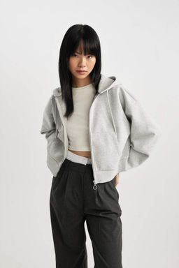 Толстовка на молнии с капюшоном Cool Regular Fit - Defacto фото 3