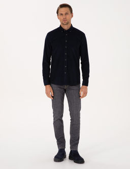 Lacivert Regular Fit Uzun Kollu G_mlek