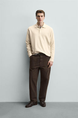 STRIPED TEXTURED POLO SHIRT