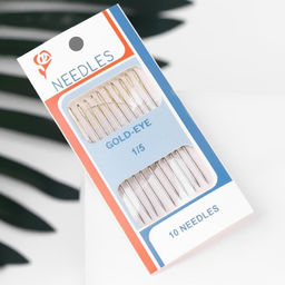 Цена за 10 шт. Иглы швейные №1/5, с золотым ушком, d=0.93 мм, 5 см, набор 10 шт.