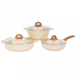 Набор посуды с антипригарным покрытием "Гармония Оникс" 4 предмета: сковорода со съемной ручкой д26см, h6,9см, жаровня д26см, h7,5см, кастрюля 4л, д26см, h11см, стеклянная крышка д26см (Россия) Подходит для всех видов плит, включая индукционную.