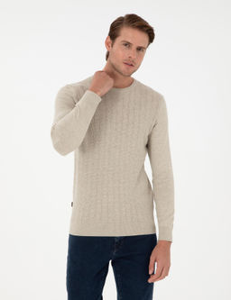 Kum Melanj Slim Fit Bisiklet Yaka Triko Kazak