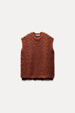 OVERSIZE TEXTURED KNIT VEST - Zara фото 5