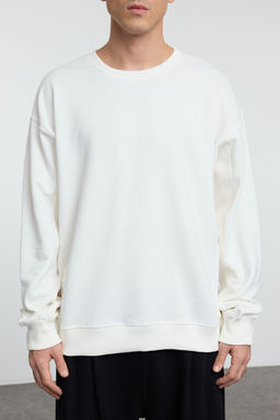 TRENDYOL MAN Unisex Indigo Oversize/Genis Kesim Kumas Mix Basic Sweatshirt TMNAW25SW00128 - Trendyolmilla фото 12