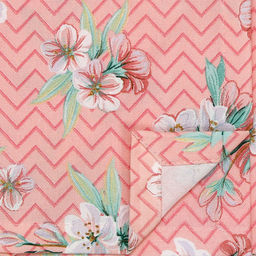 "Жасмин, фламинго/зигзаг" Скатерть 120х145см, длина стола до 105см, на 4 персоны, хлопок "Премиум" 186г/м2, "Домашняя мода" (Россия)